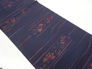 本場筑前博多花唐草に横縞模様織出し名古屋帯